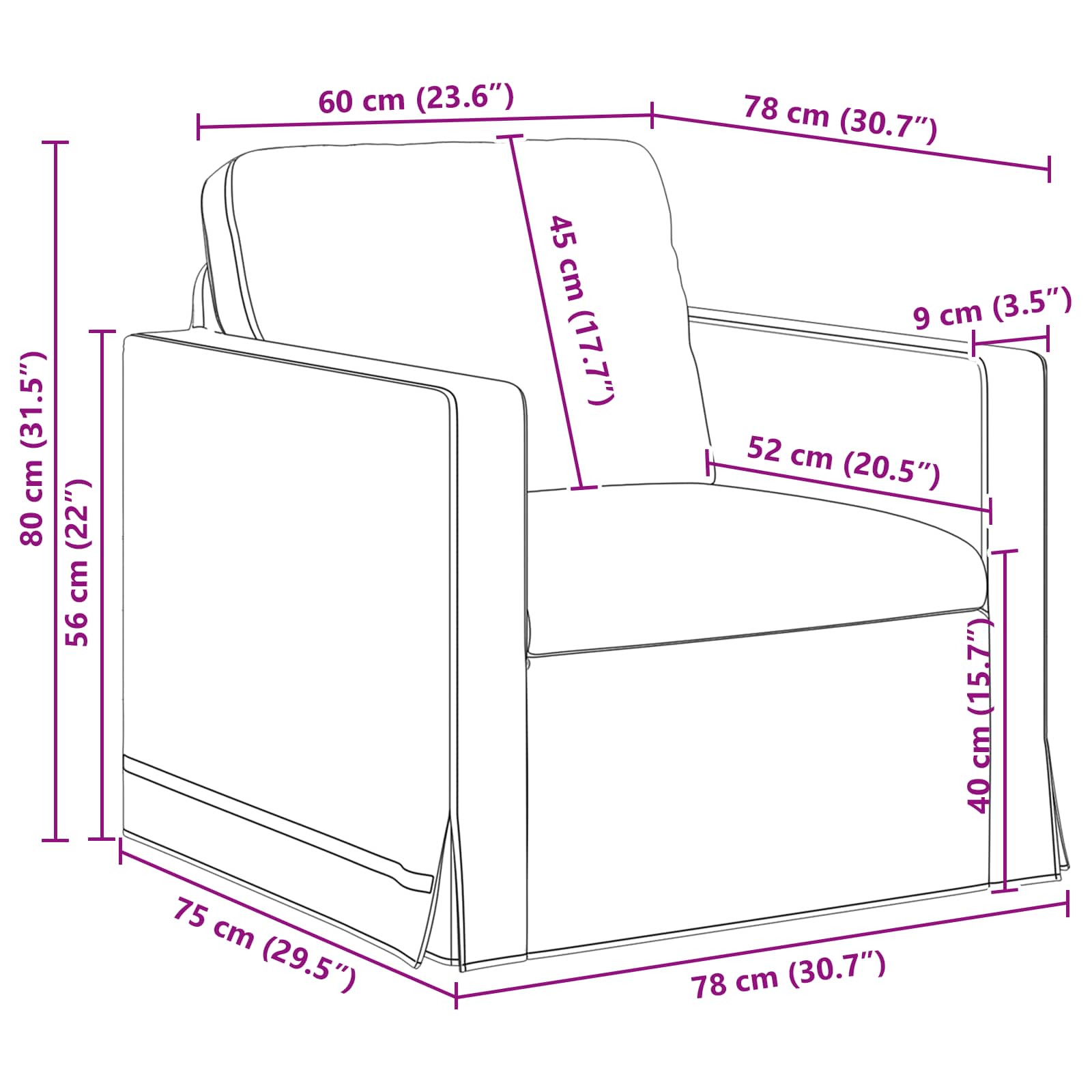 Καναπές Σκούρο Γκρι 78 x 78 x 80 εκ. Βελούδο