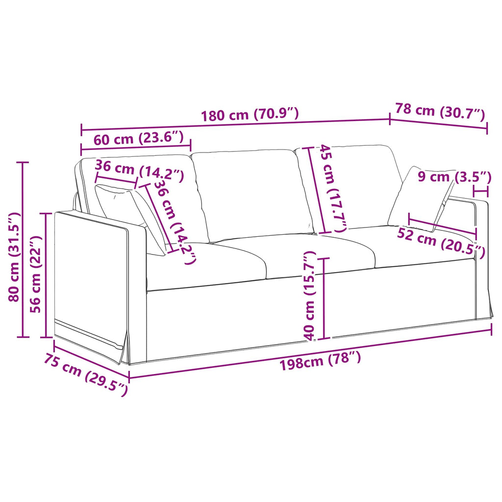 Καναπές Ροζ 198 x 78 x 80 εκ Βελούδο