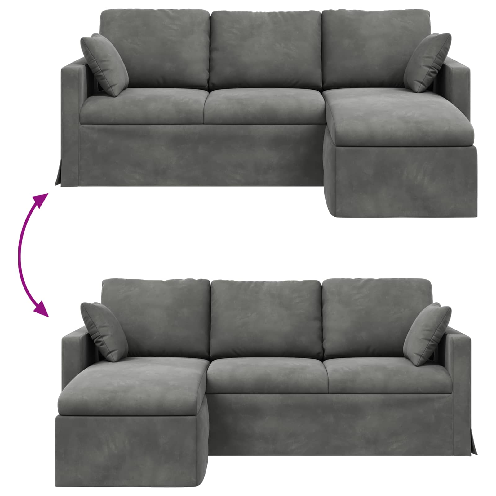 Καναπές Σκούρο Γκρι 198 x 134 x 80 εκ Βελούδο