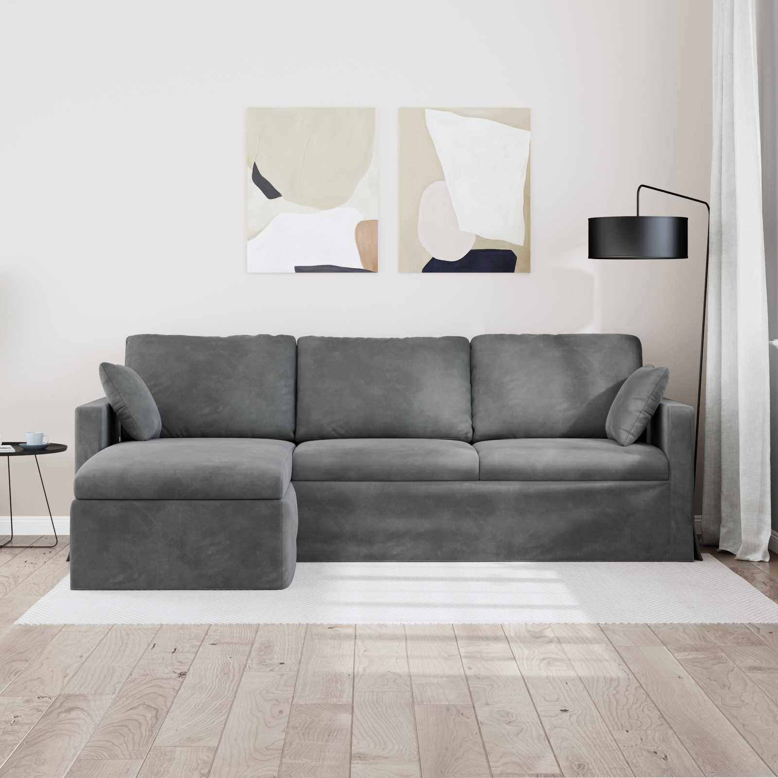 Καναπές Σκούρο Γκρι 228 x 134 x 80 εκ Βελούδο