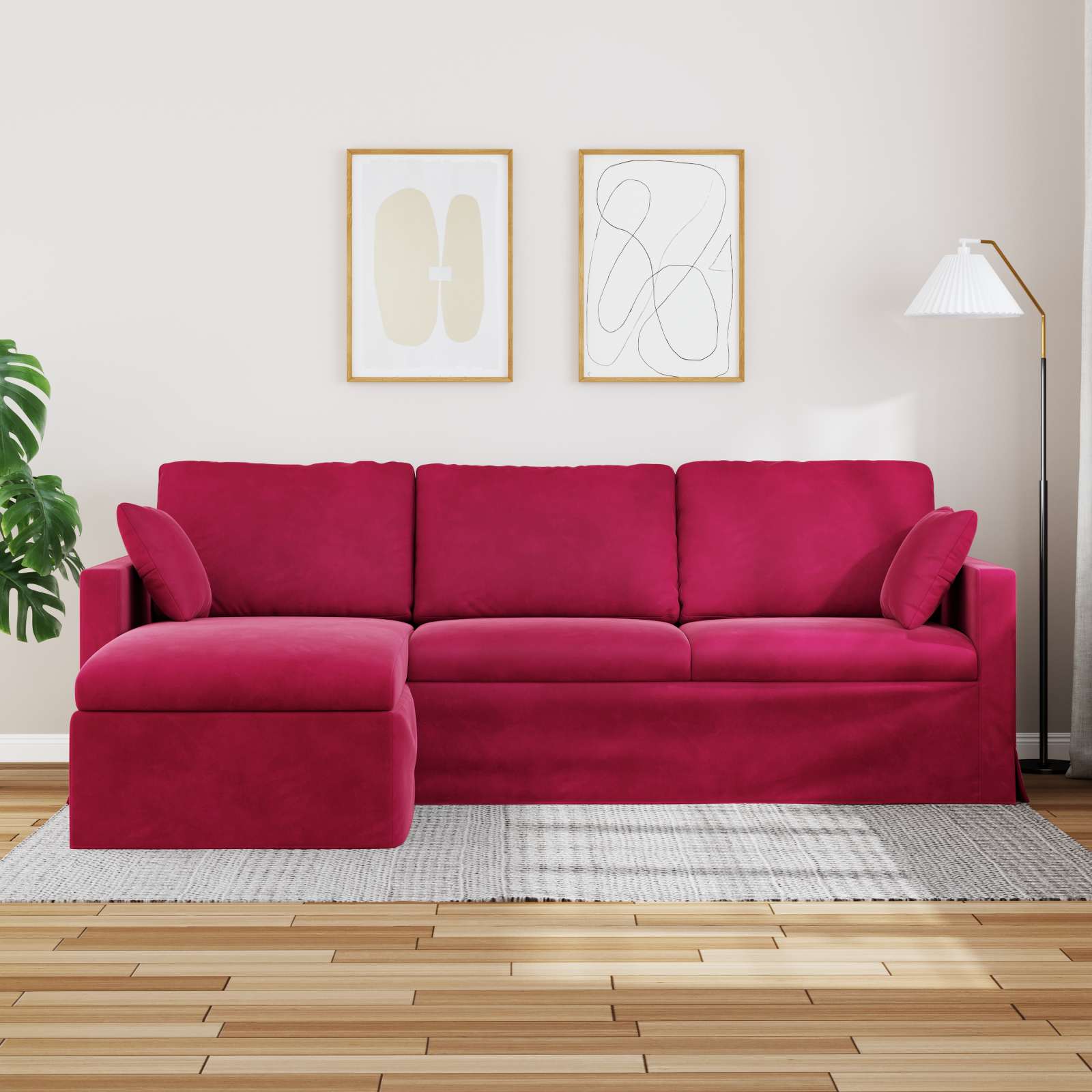 Καναπές Κόκκινο 228 x 134 x 80 εκ Βελούδο