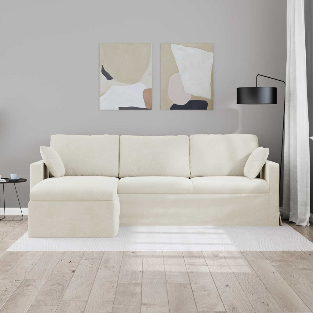 Καναπές Κρεμ 228 x 134 x 80 εκ Βελούδο