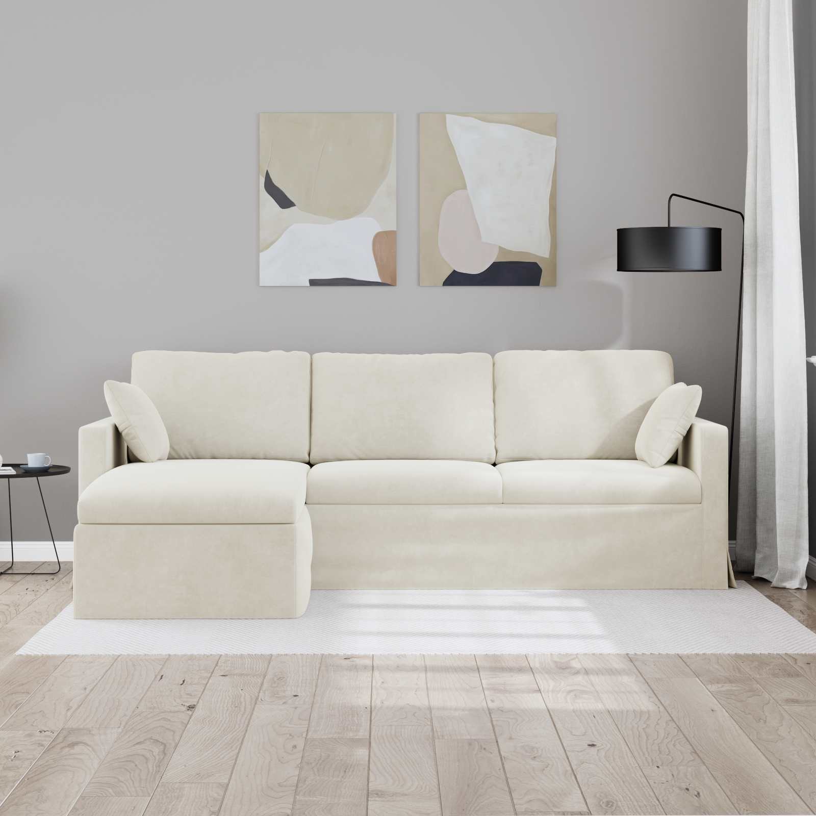 Καναπές Κρεμ 228 x 134 x 80 εκ Βελούδο