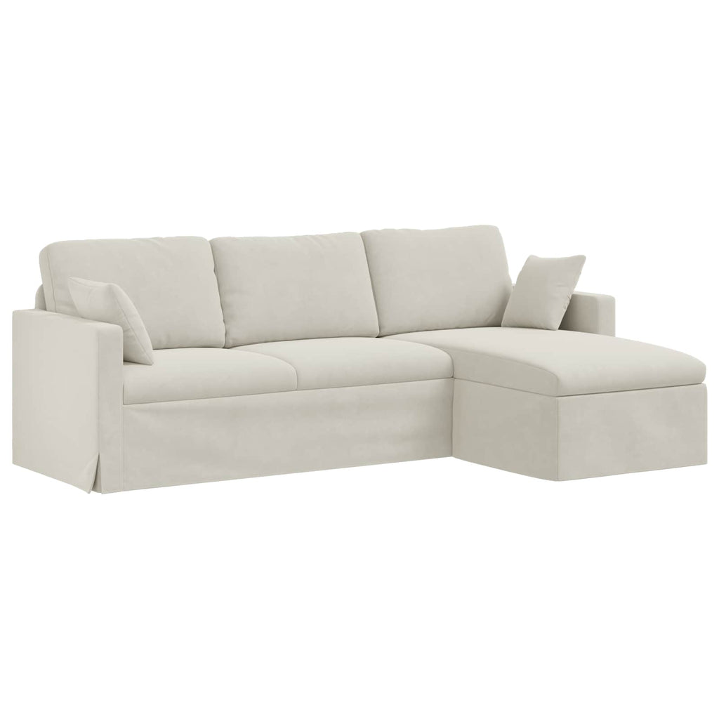 Καναπές Κρεμ 228 x 134 x 80 εκ Βελούδο