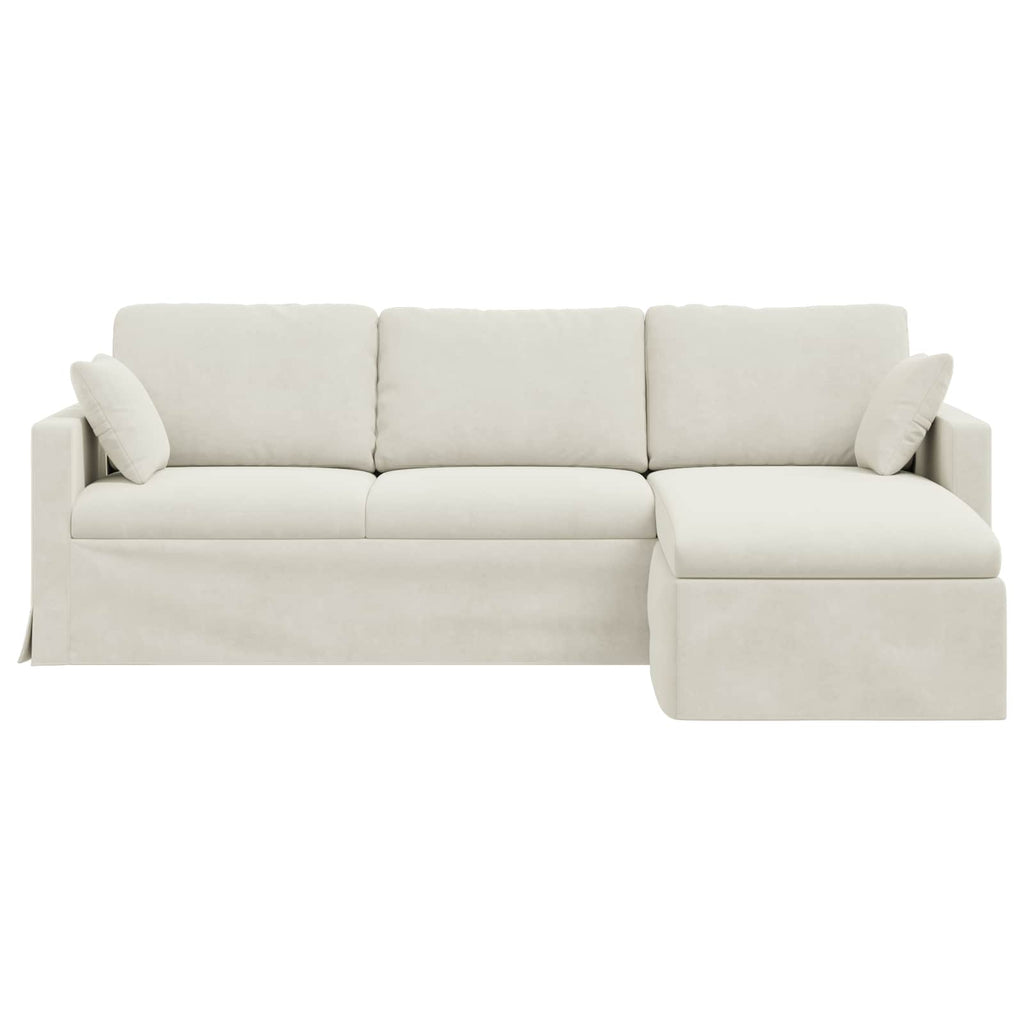 Καναπές Κρεμ 228 x 134 x 80 εκ Βελούδο