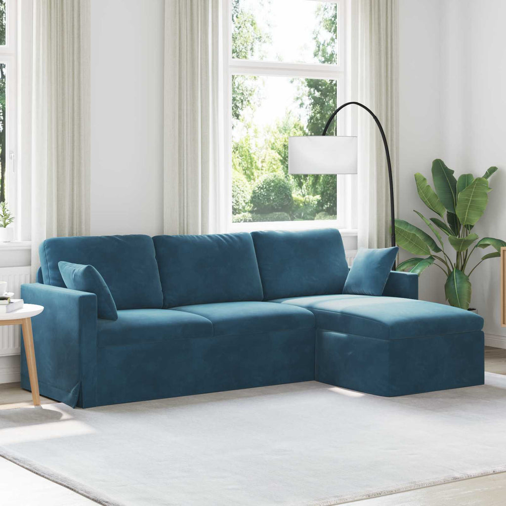 Καναπές Μπλε 228 x 134 x 80 εκ Βελούδο