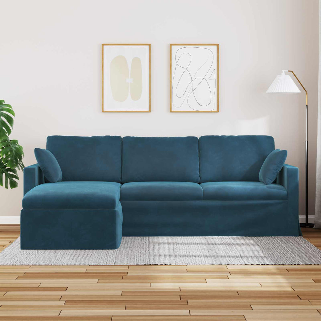 Καναπές Μπλε 228 x 134 x 80 εκ Βελούδο