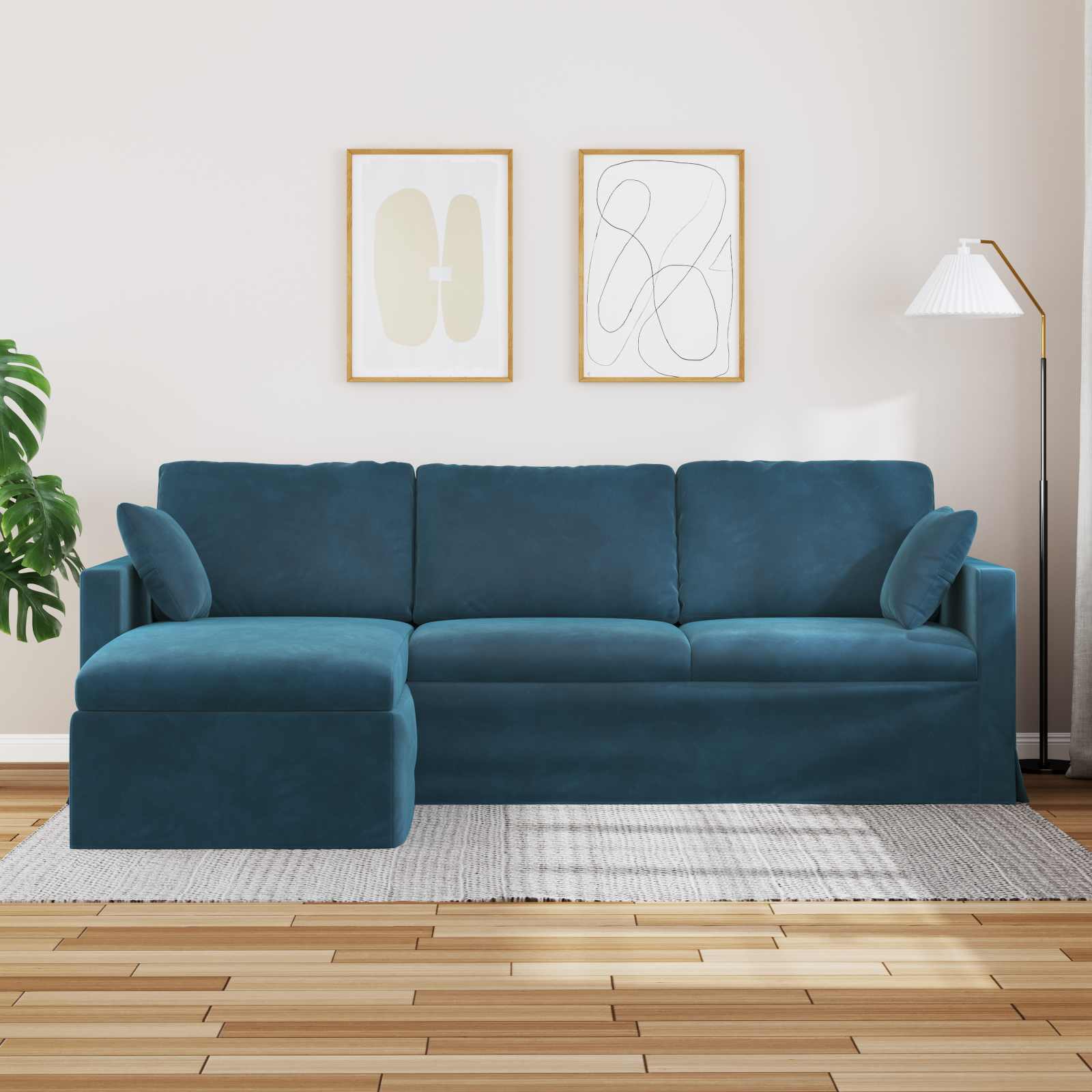 Καναπές Μπλε 228 x 134 x 80 εκ Βελούδο