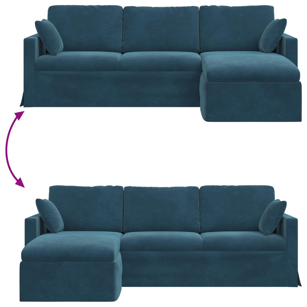 Καναπές Μπλε 228 x 134 x 80 εκ Βελούδο