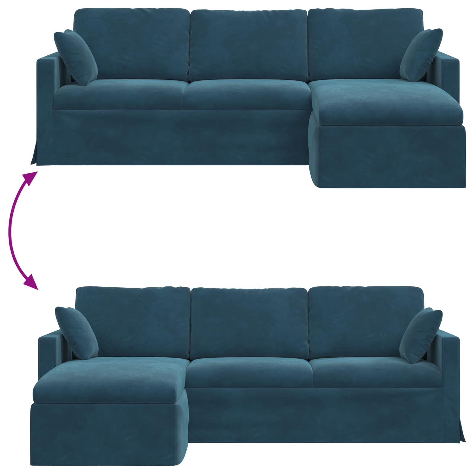 Καναπές Μπλε 228 x 134 x 80 εκ Βελούδο