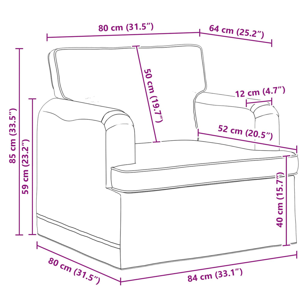 Καναπές Taupe 84 x 80 x 85 εκ ύφασμα