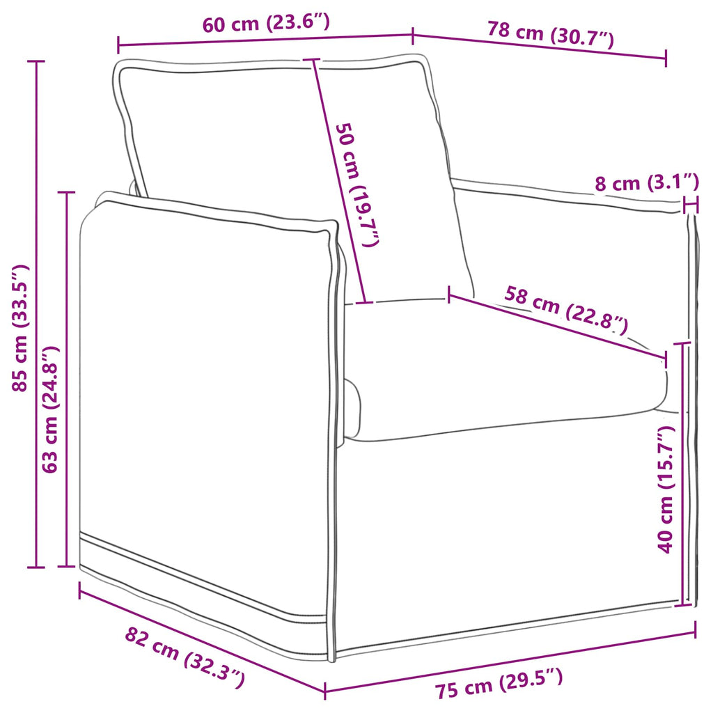 Καναπές Taupe 75 x 82 x 85 εκ ύφασμα