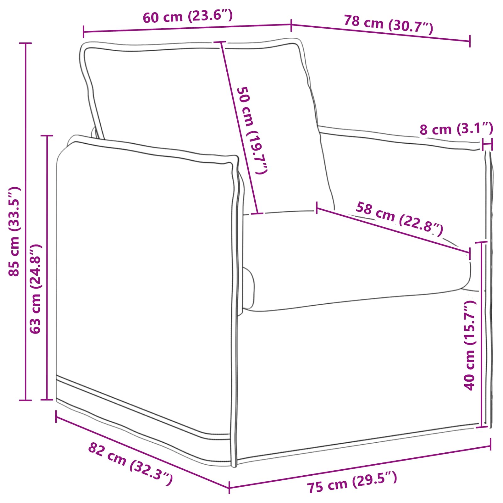 Καναπές Κρεμ 75 x 82 x 85 εκ ύφασμα