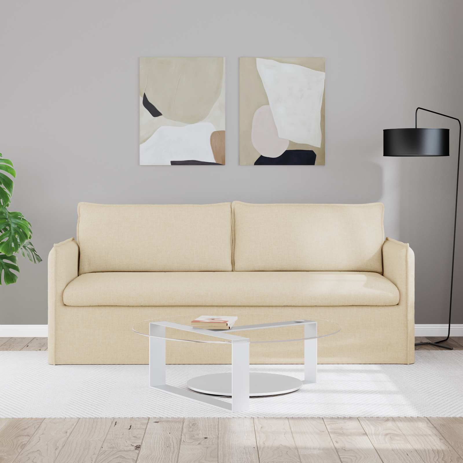 Καναπές Κρεμ 196 x 82 x 85 εκ ύφασμα