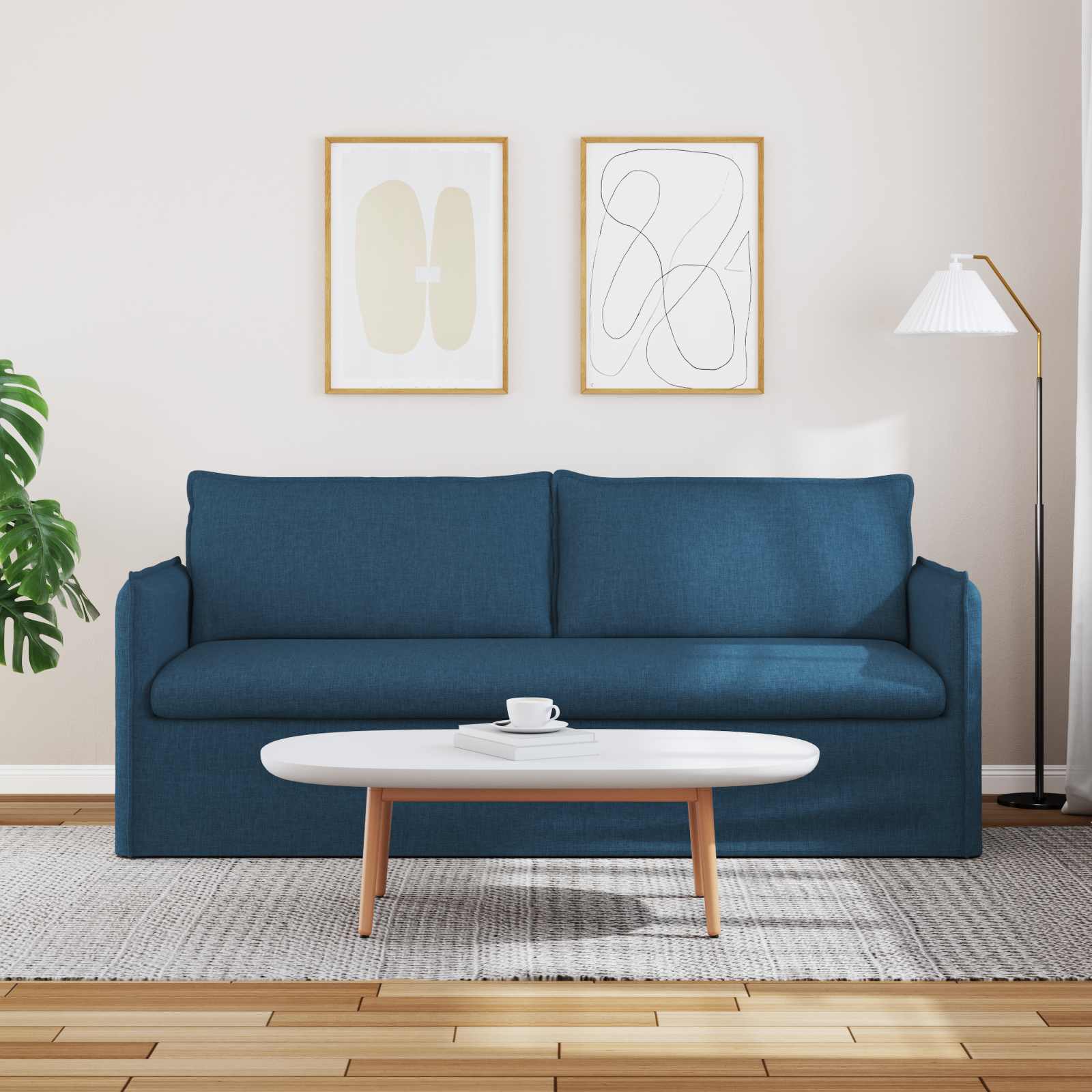 Καναπές Μπλε 196 x 82 x 85 εκ ύφασμα