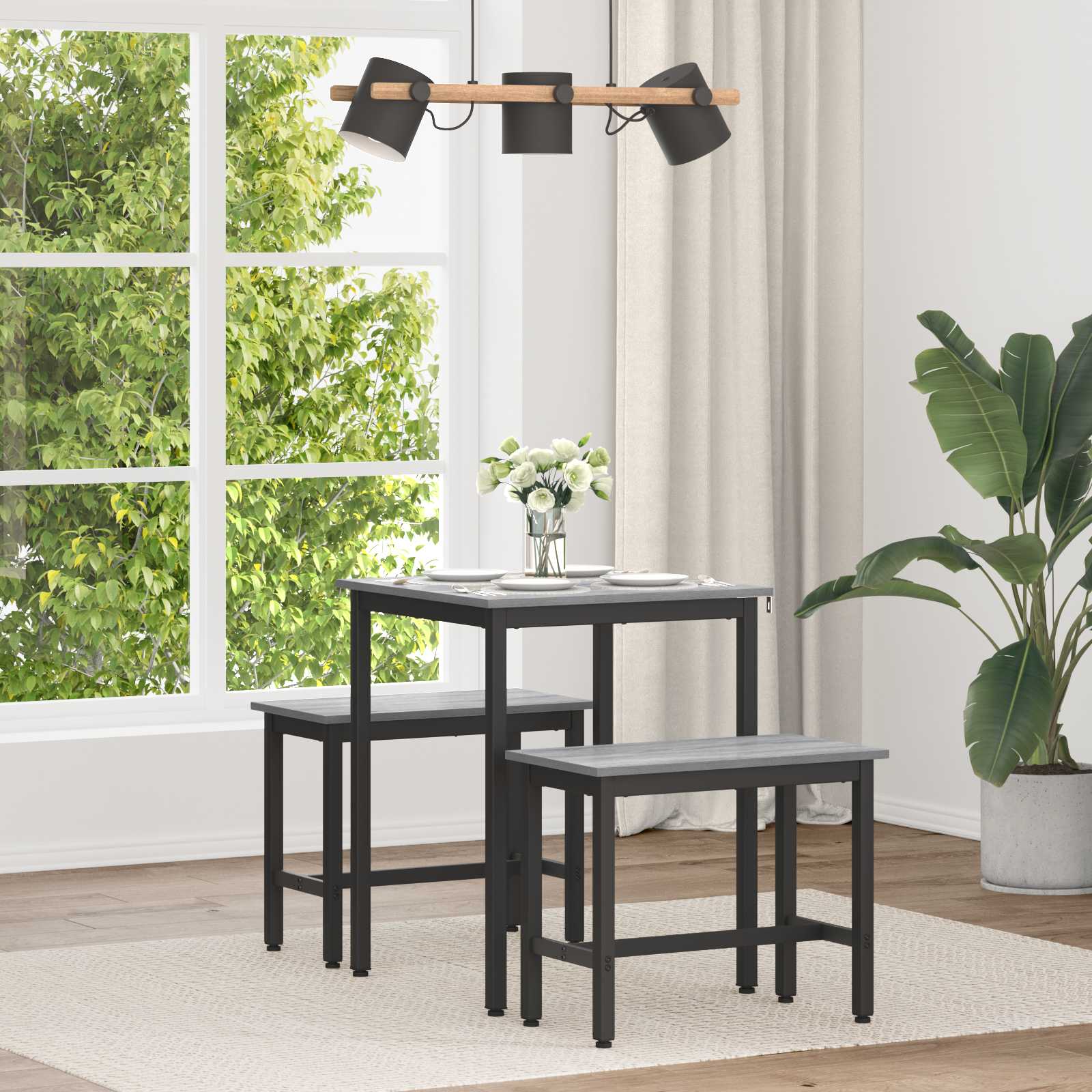 Τραπεζαρίες 60 x 60 x 75 cm Επεξεργασμένο Ξύλο Γκρι Sonoma