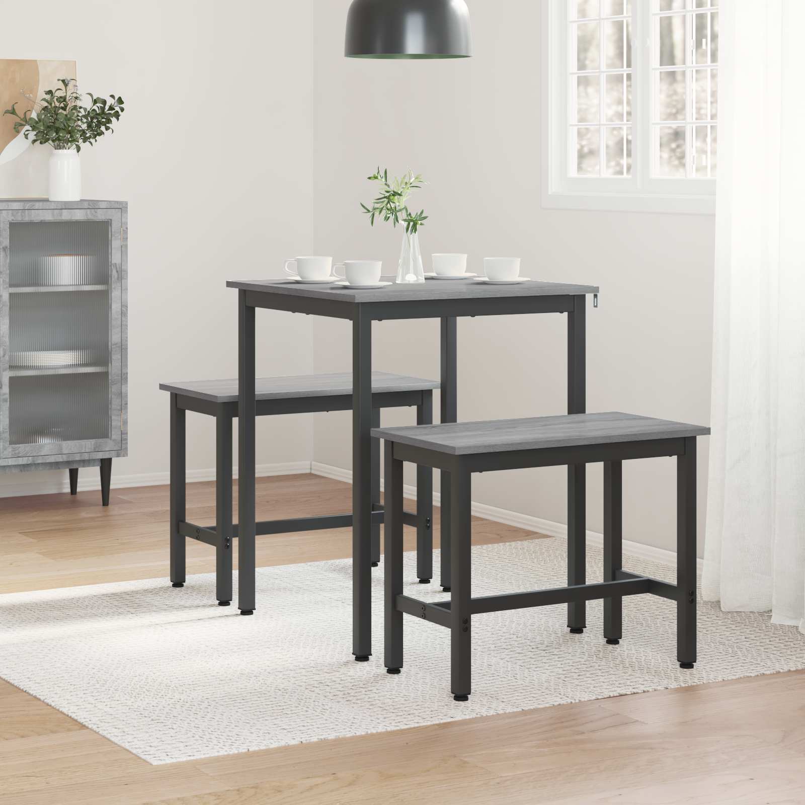 Τραπεζαρίες 60 x 60 x 75 cm Επεξεργασμένο Ξύλο Γκρι Sonoma