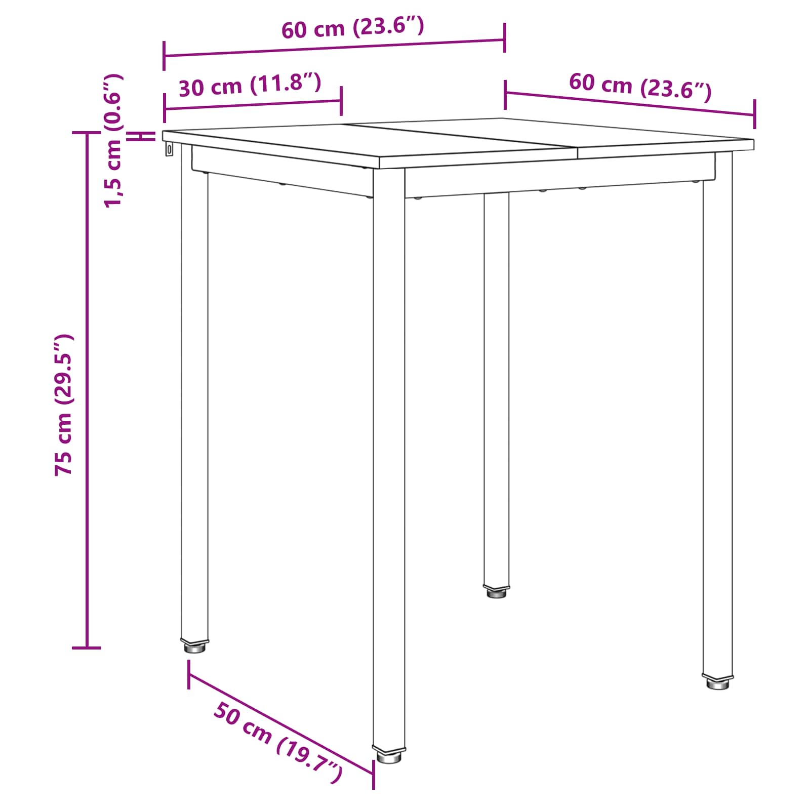 Τραπεζαρίες 60 x 60 x 75 cm Επεξεργασμένο Ξύλο Γκρι Sonoma