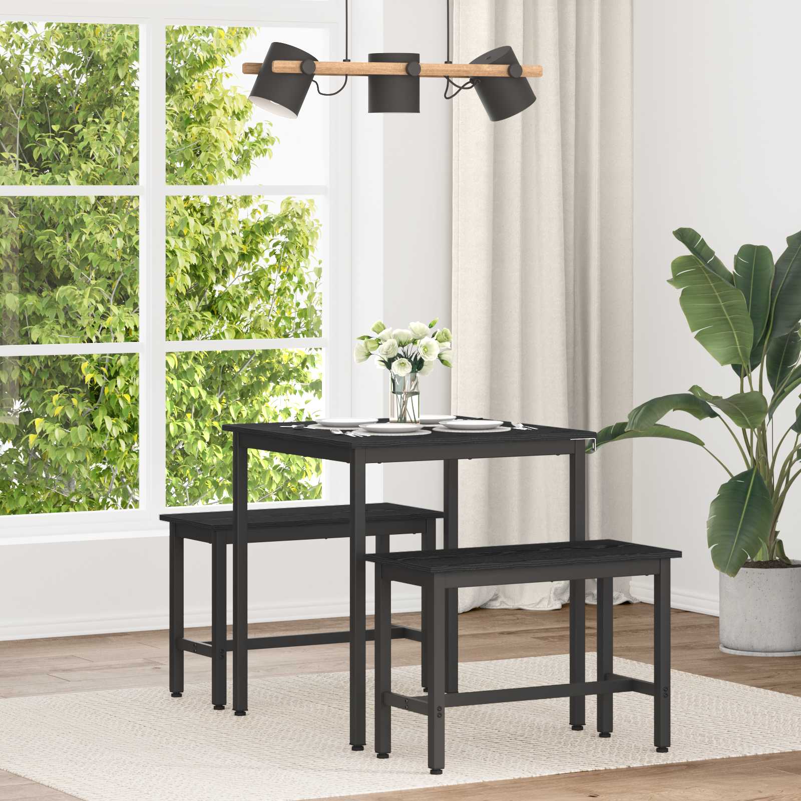 Τραπεζαρίες 70 x 70 x 75 cm Επεξεργασμένο Ξύλο Μαύρη Δρυς