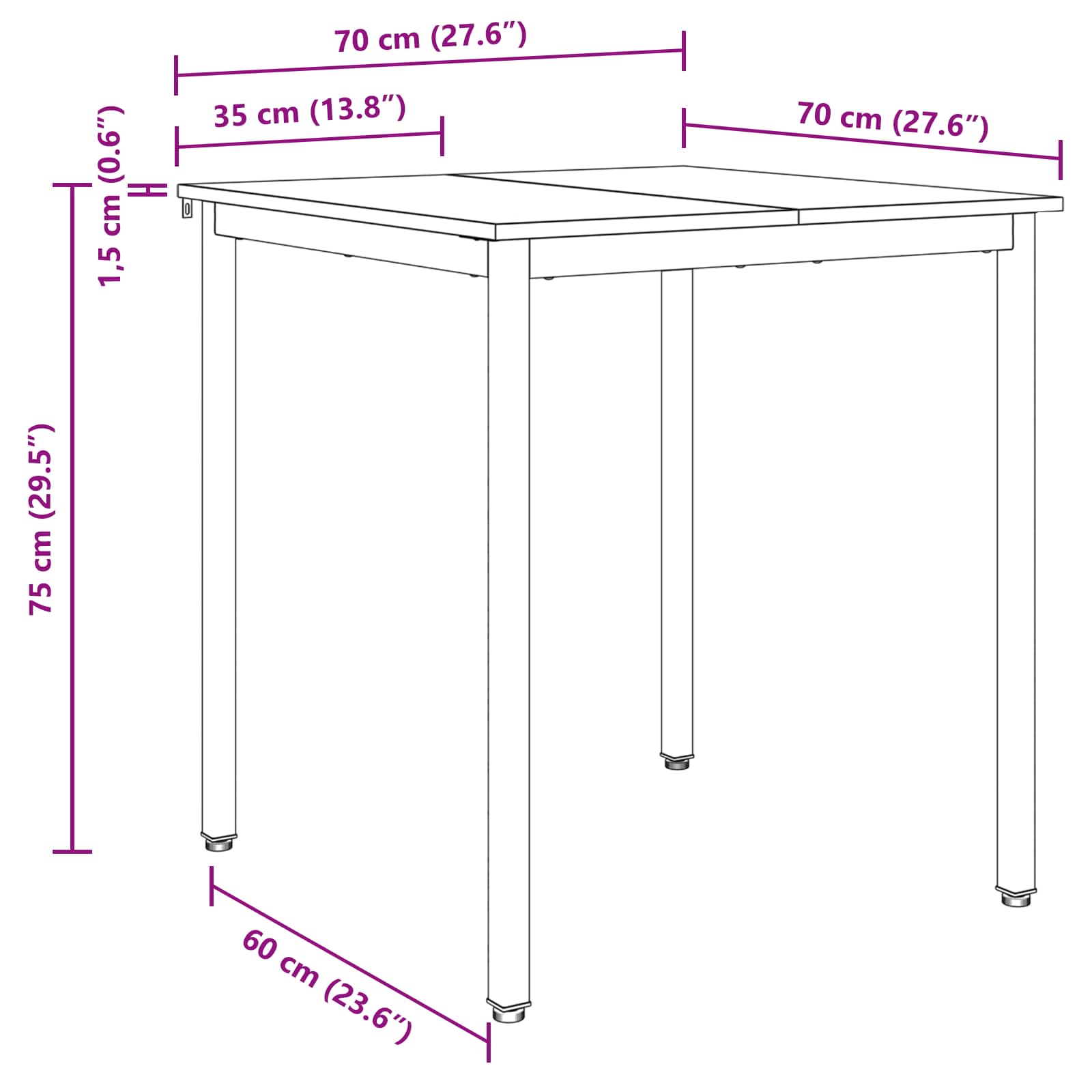 Τραπεζαρίες 70 x 70 x 75 cm Επεξεργασμένο Ξύλο Sonoma Δρυς