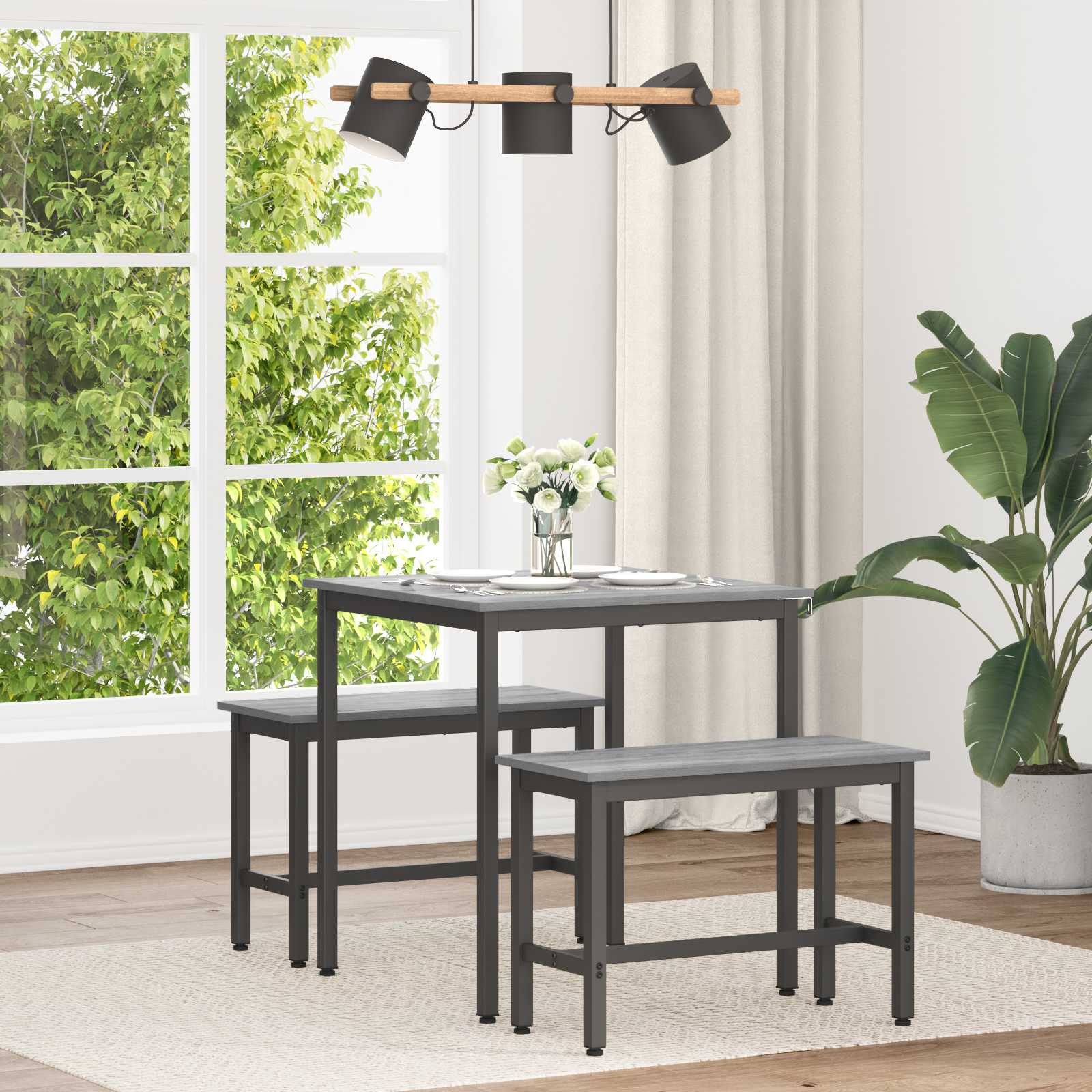 Τραπεζαρίες 70 x 70 x 75 cm Επεξεργασμένο Ξύλο Γκρι Sonoma