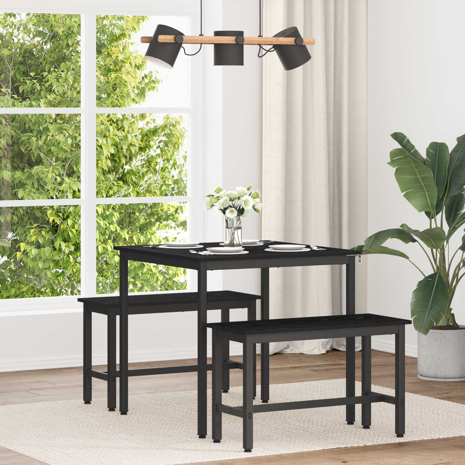 Τραπεζαρίες 80 x 80 x 75 cm Επεξεργασμένο Ξύλο Μαύρη Δρυς