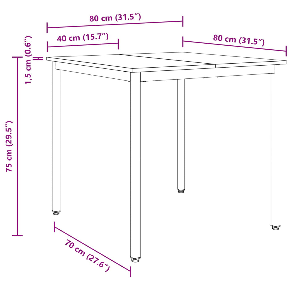 Τραπεζαρίες 80 x 80 x 75 cm Επεξεργασμένο Ξύλο Sonoma Δρυς