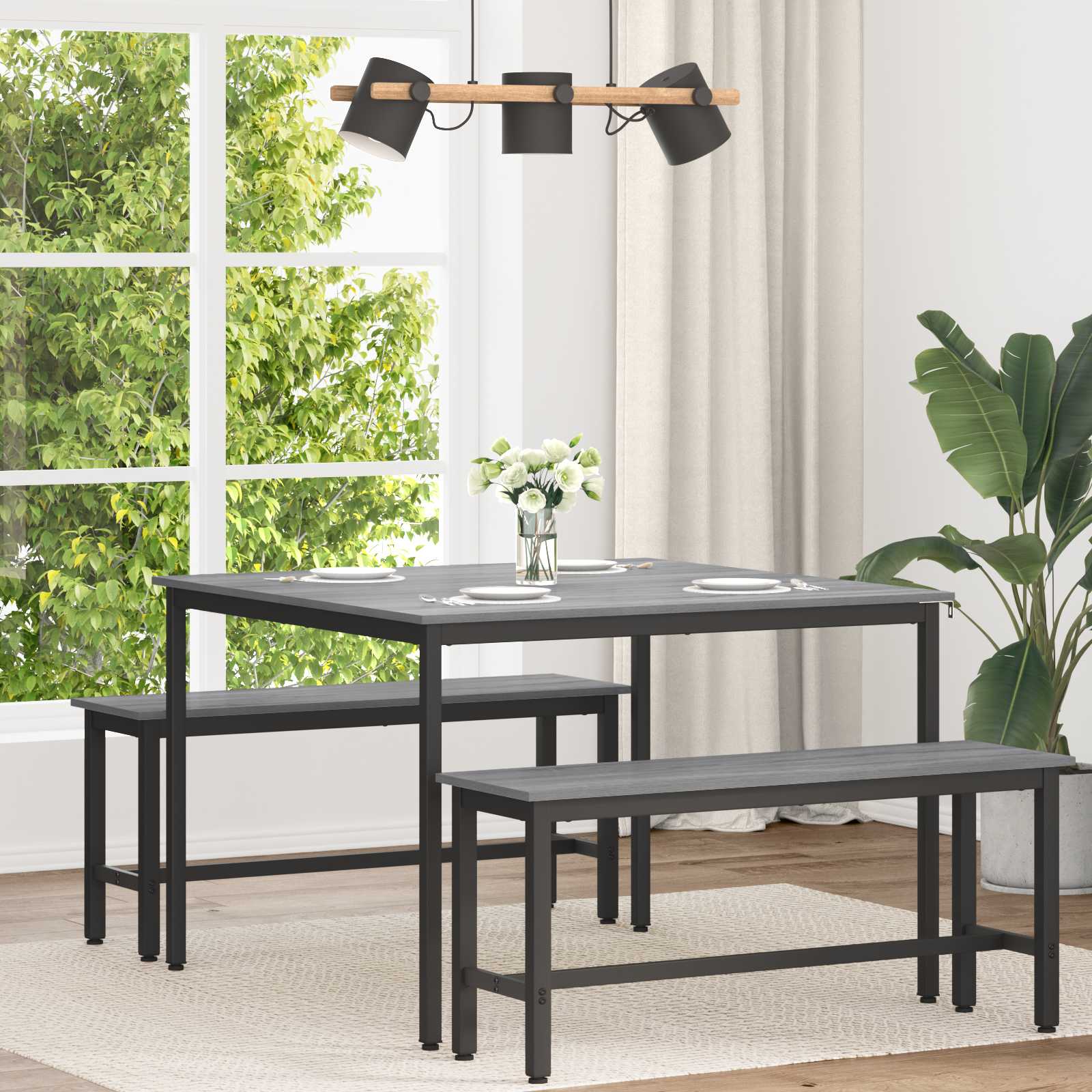 Τραπεζαρίες 110 x 110 x 75 cm Επεξεργασμένο Ξύλο Γκρι Sonoma