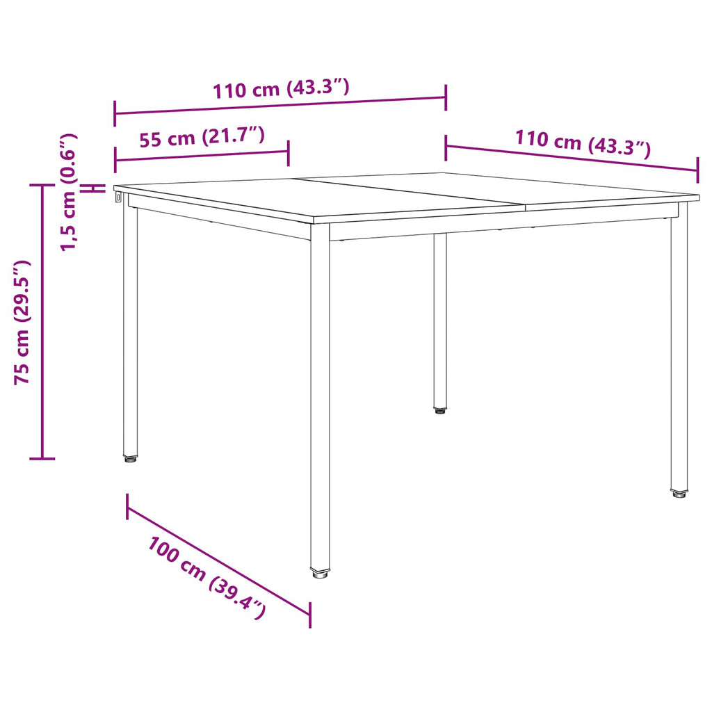 Τραπεζαρίες 110 x 110 x 75 cm Επεξεργασμένο Ξύλο Γκρι Sonoma