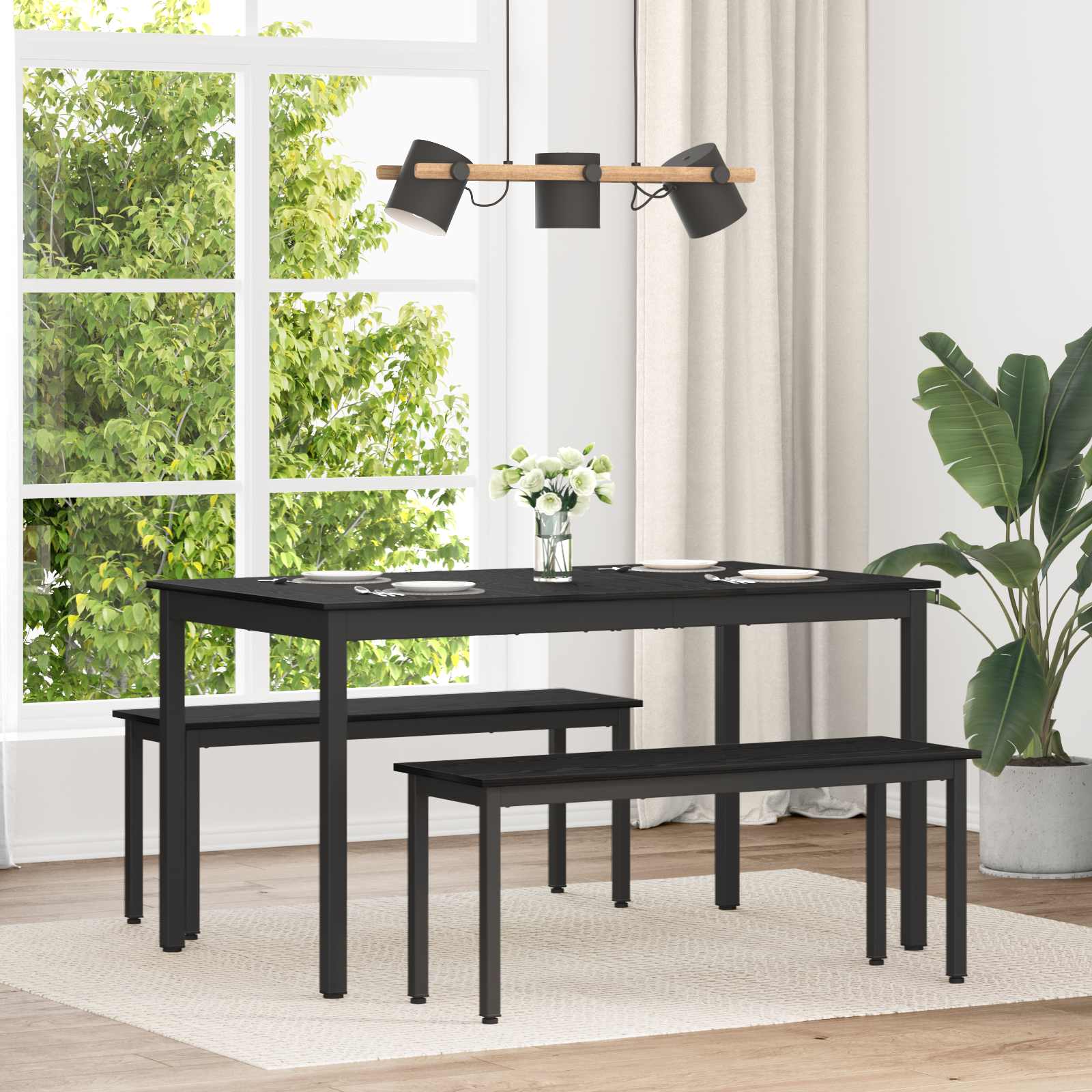 Τραπεζαρίες 140 x 80 x 75 cm Επεξεργασμένο Ξύλο Μαύρη Δρυς