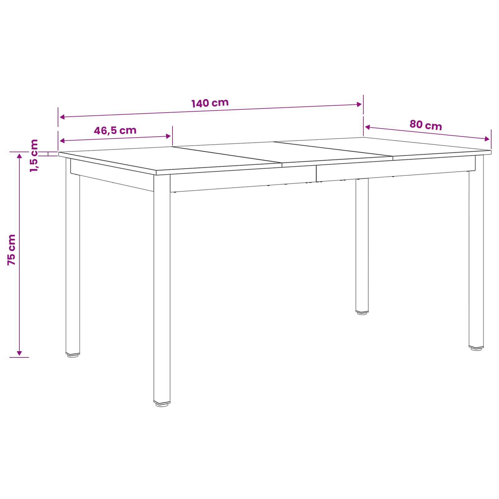 Τραπεζαρίες 140 x 80 x 75 cm Επεξεργασμένο Ξύλο Artisan Δρυς