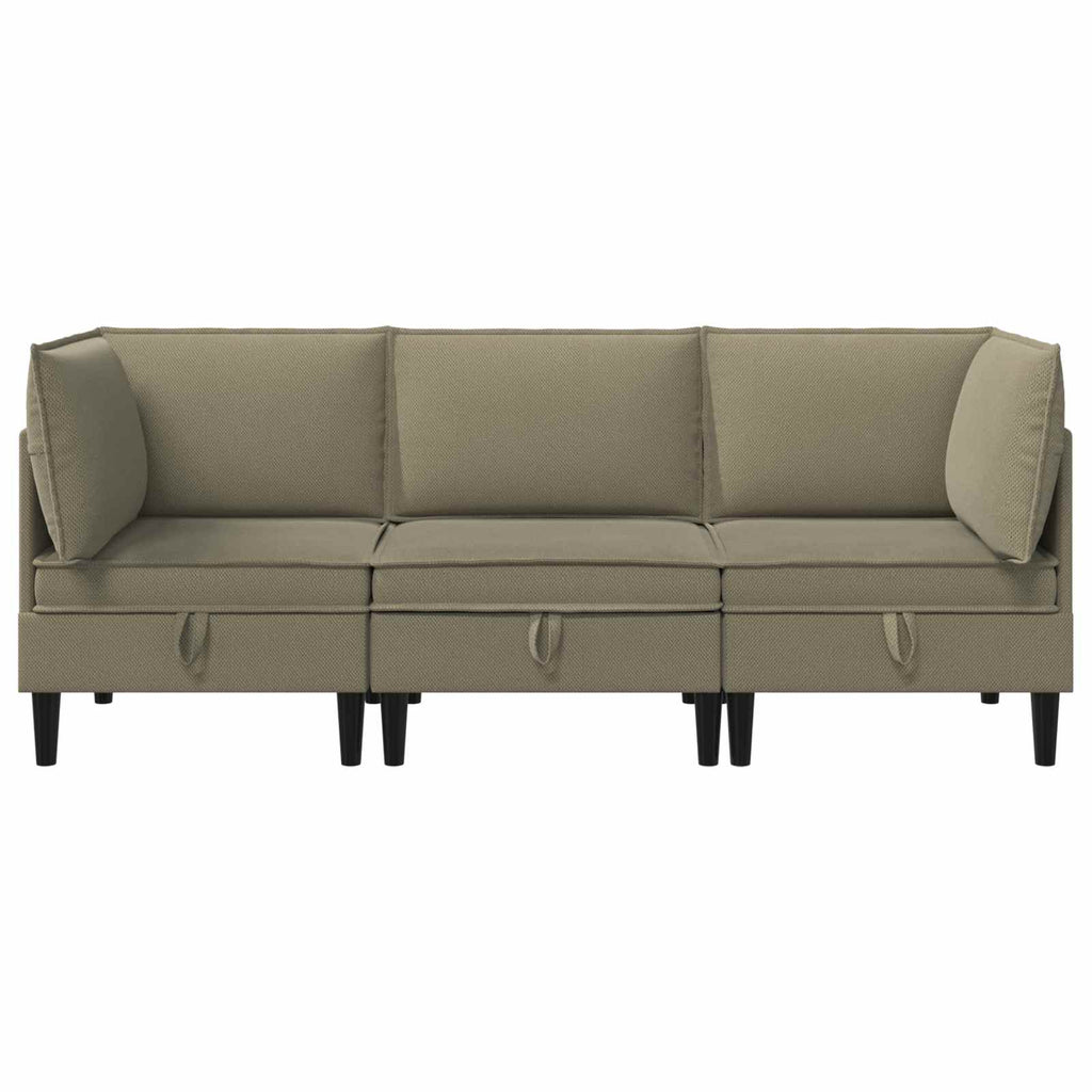 Σετ Επίπλων Σαλονιού 3 τμχ. Χακί Ύφασμα