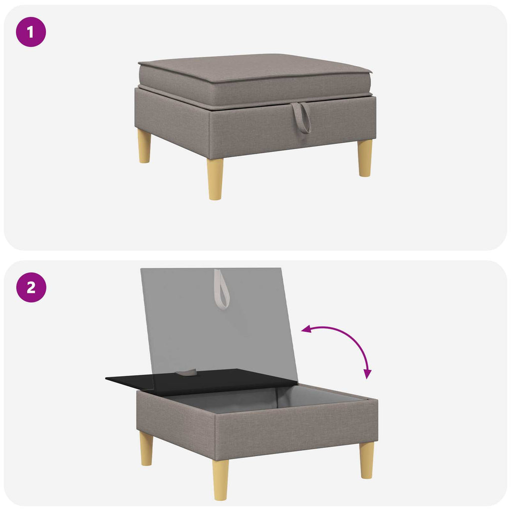 Σκαμπό Καναπέ με Αποθήκη Taupe 70 x 70 x 40 εκ Ύφασμα