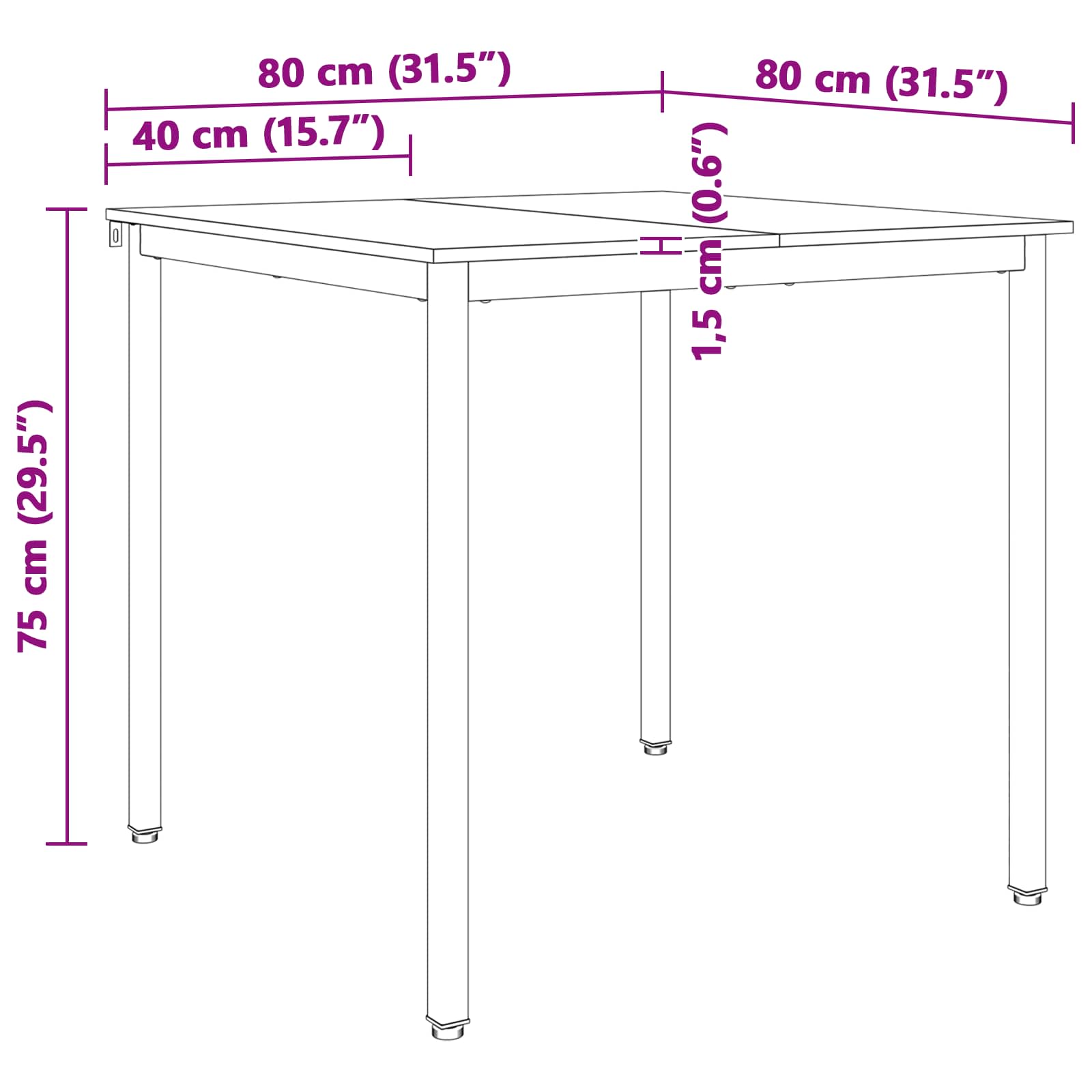 Τραπεζαρία Λευκό 80 x 80 x 75 cm Στερεά ξυλεία πεύκου