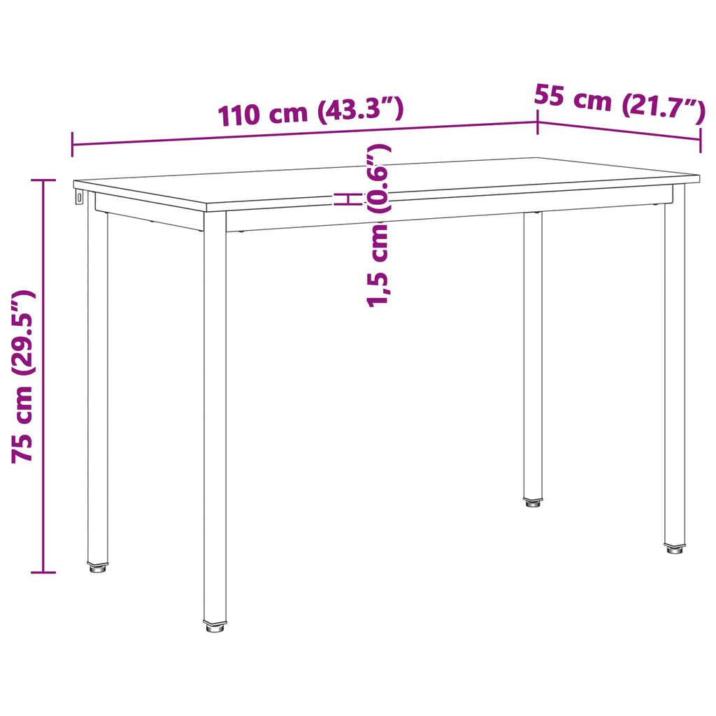 Τραπεζαρία Λευκό 110 x 55 x 75 cm Στερεά ξυλεία πεύκου