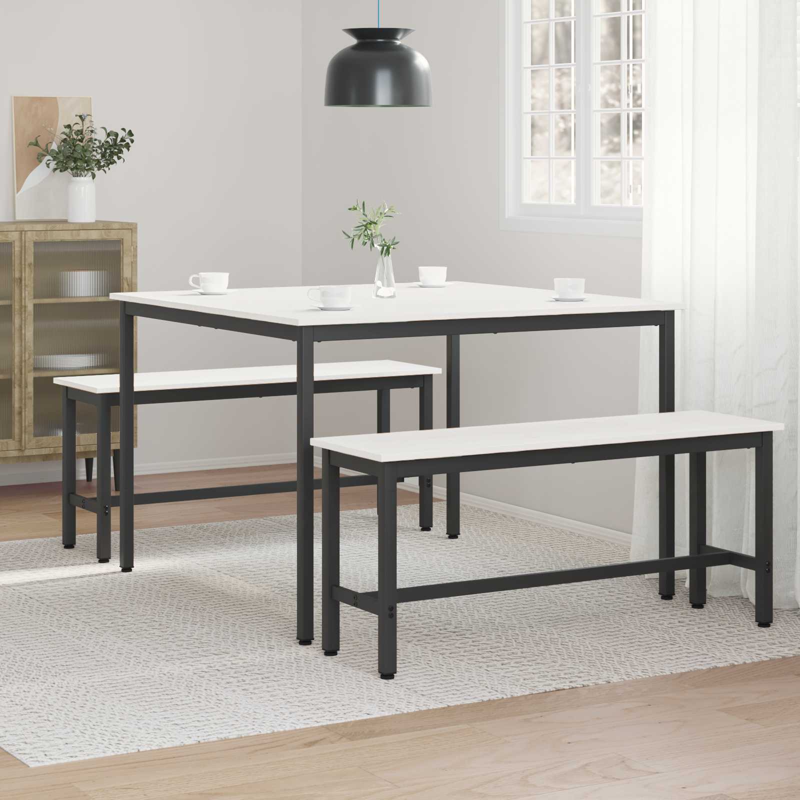 Τραπεζαρία Λευκό 110 x 110 x 75 cm Στερεά ξυλεία πεύκου
