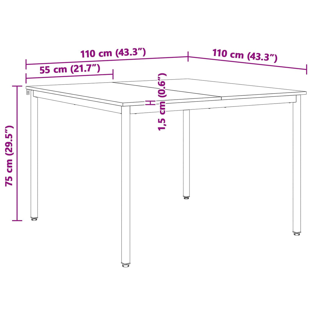 Τραπεζαρία Λευκό 110 x 110 x 75 cm Στερεά ξυλεία πεύκου