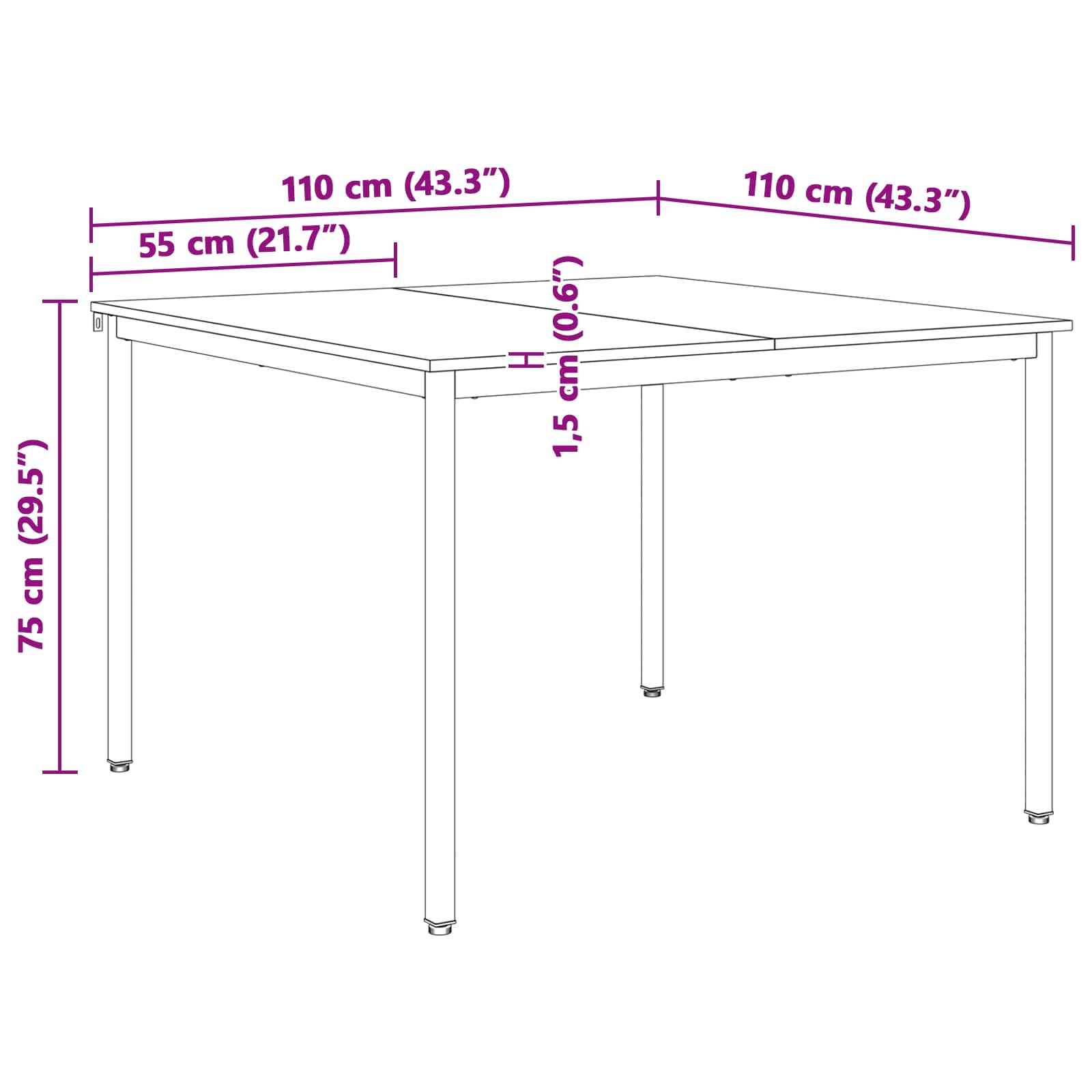 Τραπεζαρία Λευκό 110 x 110 x 75 cm Στερεά ξυλεία πεύκου