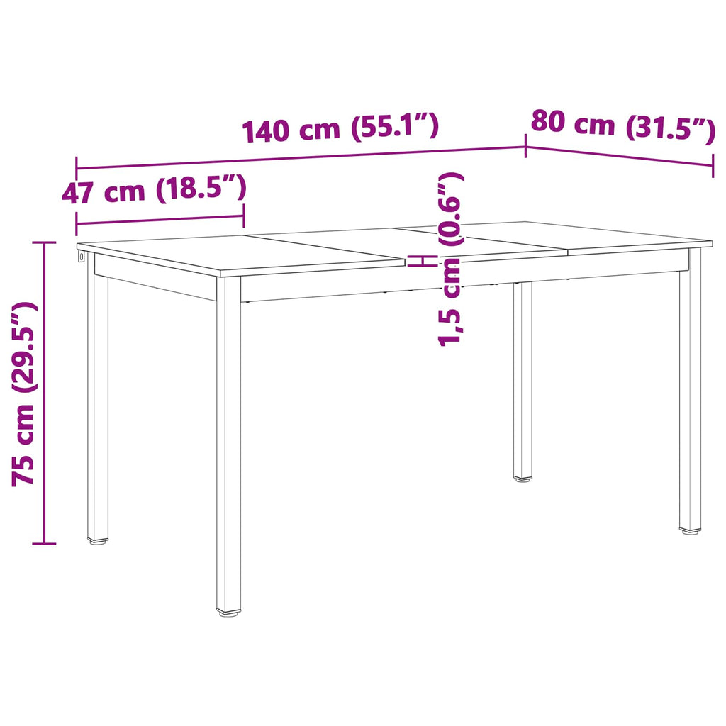 Τραπεζαρία Φυσικό 140 x 80 x 75 cm Στερεά ξυλεία πεύκου