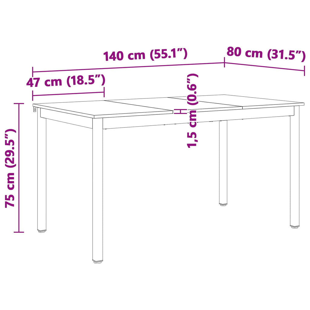 Τραπεζαρία Λευκό 140 x 80 x 75 cm Στερεά ξυλεία πεύκου
