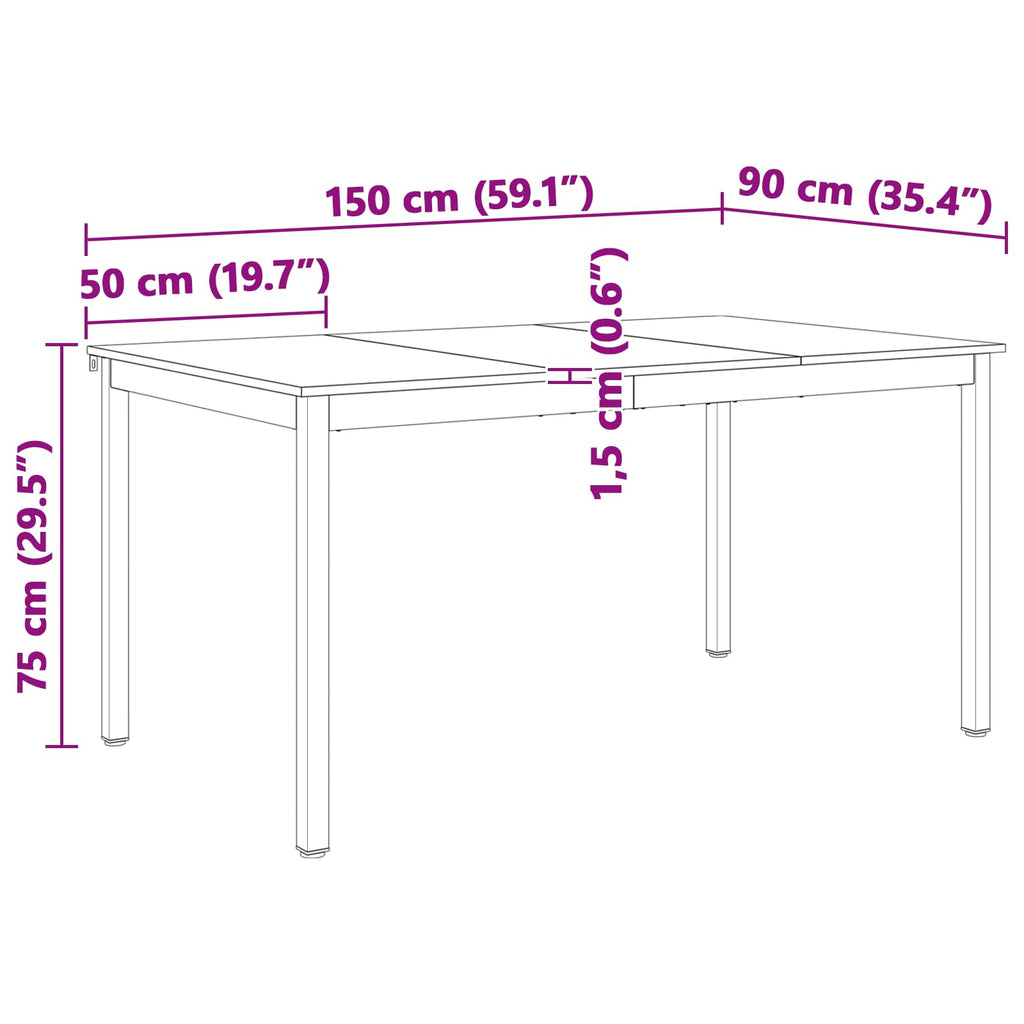 Τραπεζαρία Φυσικό 150 x 90 x 75 cm Στερεά ξυλεία πεύκου