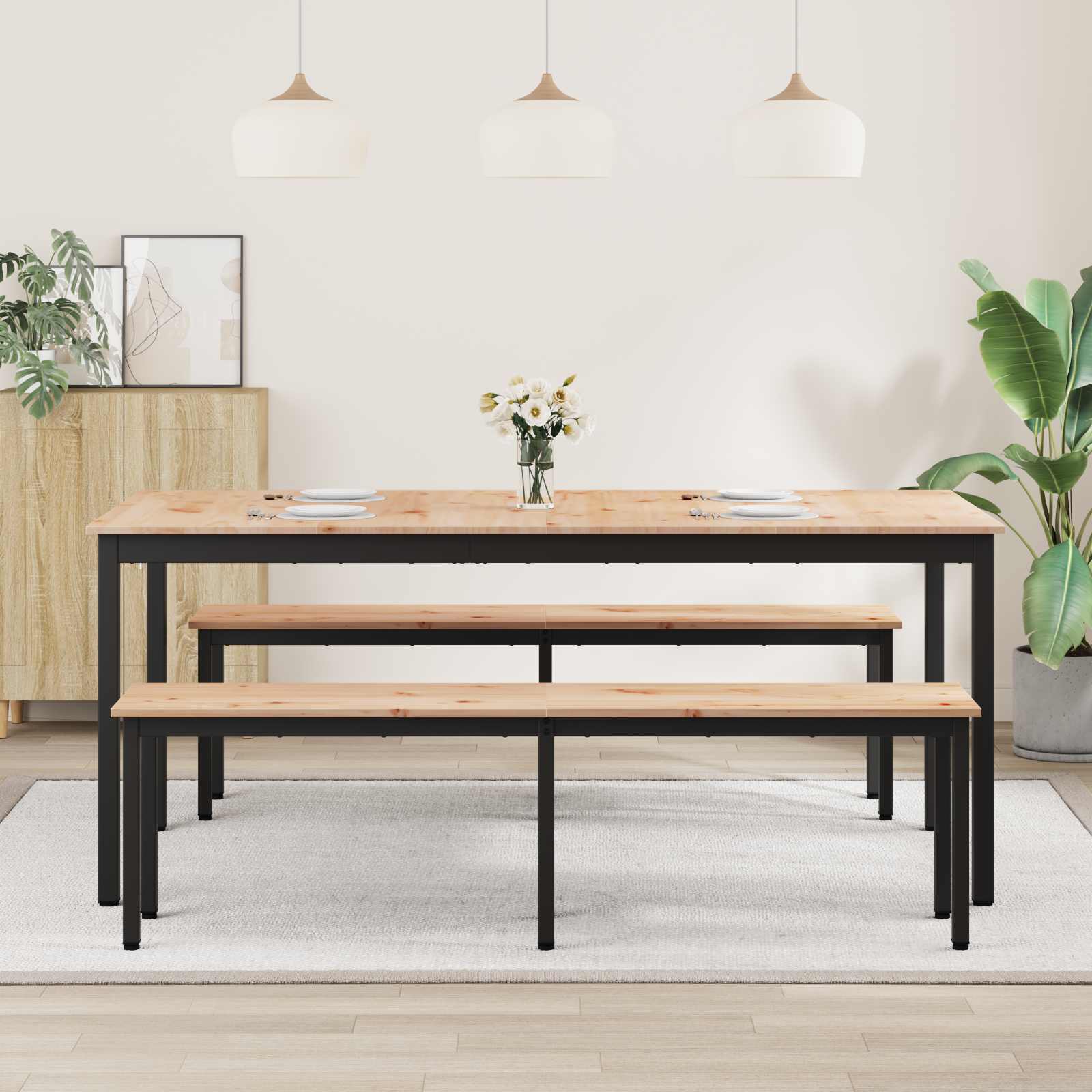 Τραπεζαρία Φυσικό 180 x 90 x 75 cm Στερεά ξυλεία πεύκου