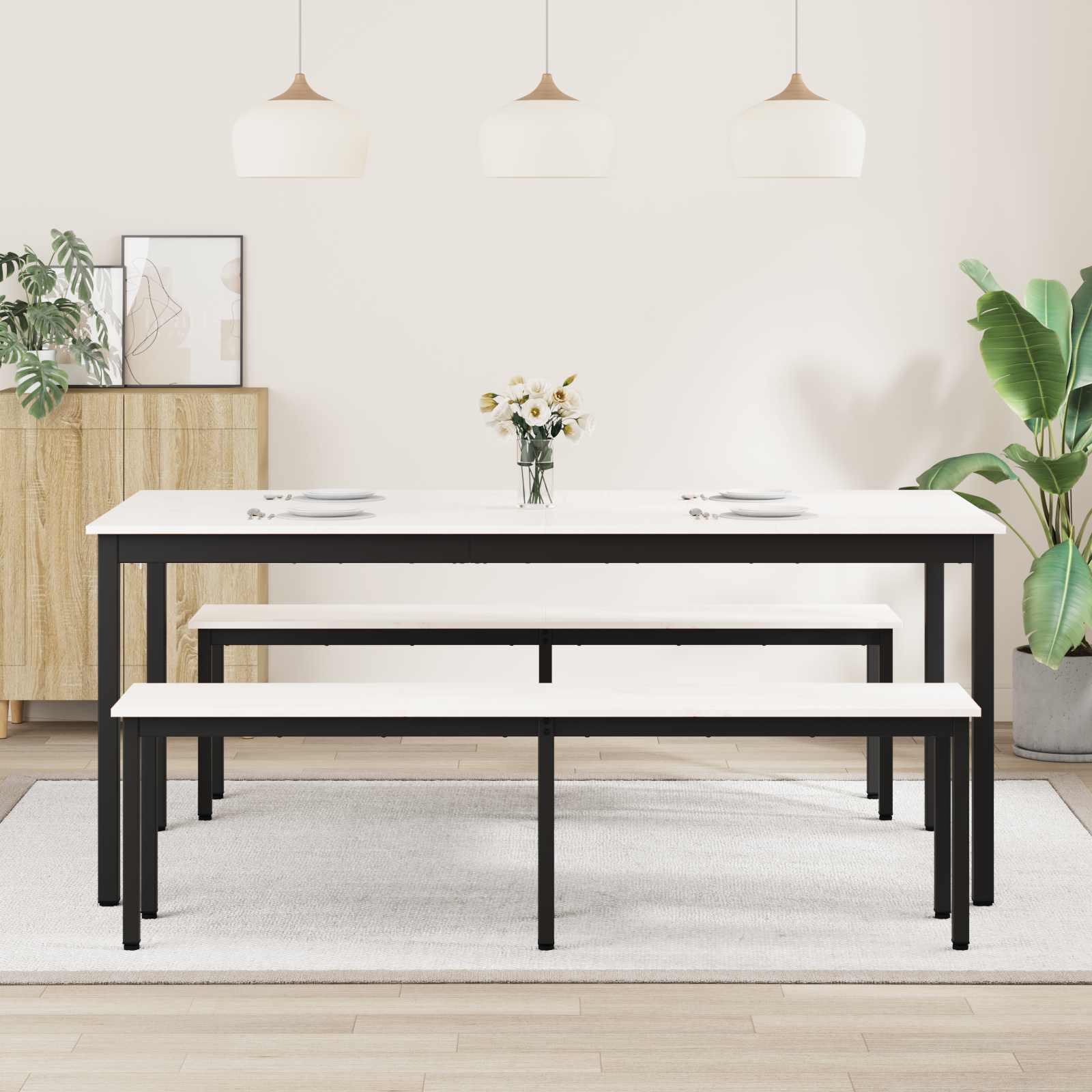 Τραπεζαρία Λευκό 180 x 90 x 75 cm Στερεά ξυλεία πεύκου