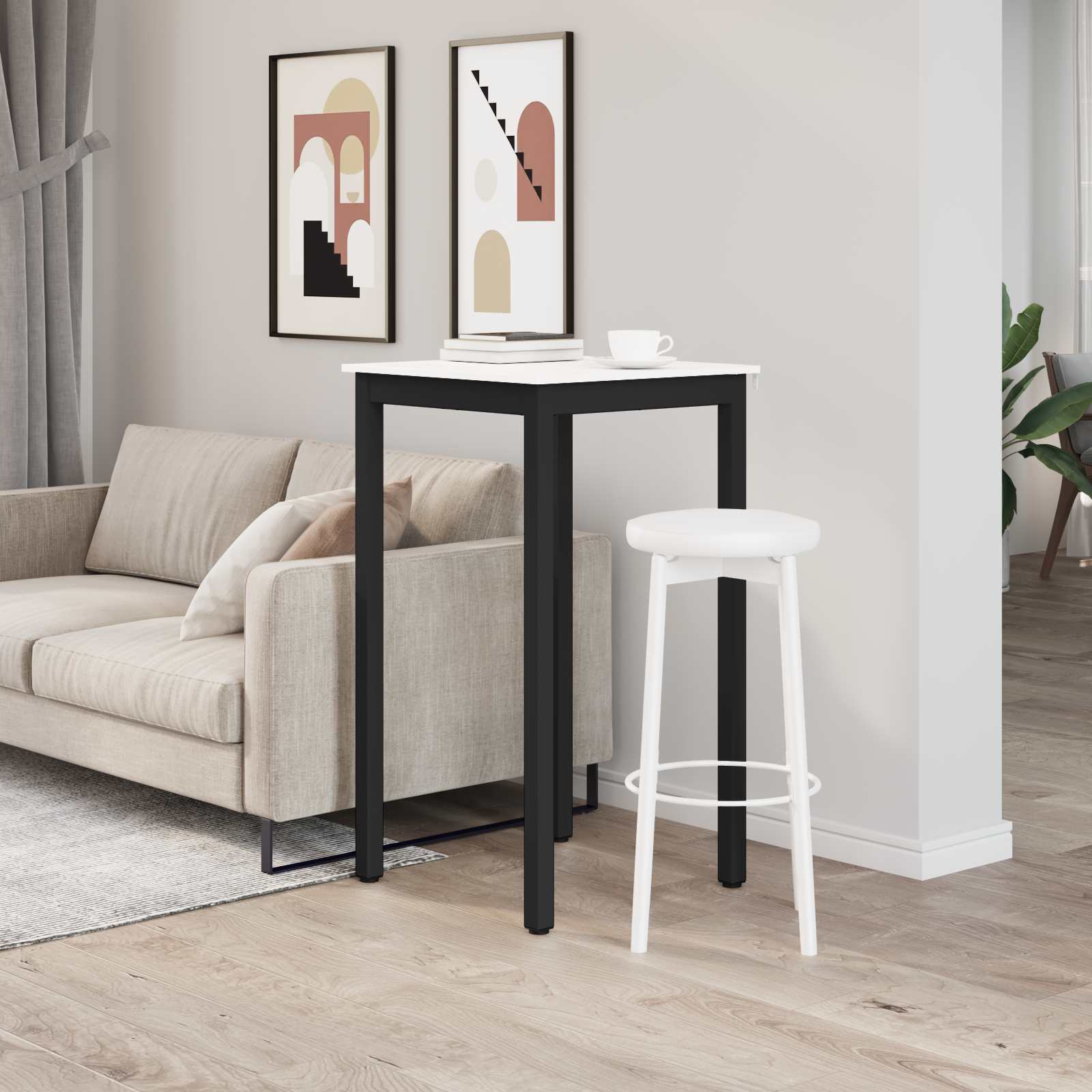 Τραπέζι μπαρ Λευκό 60 x 60 x 105 cm Στερεά ξυλεία πεύκου