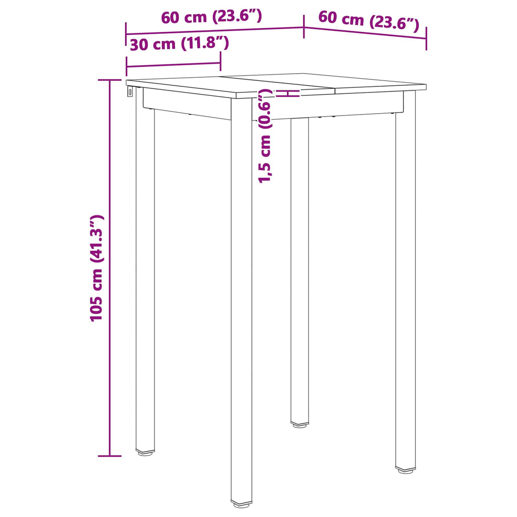 Τραπέζι μπαρ Λευκό 60 x 60 x 105 cm Στερεά ξυλεία πεύκου