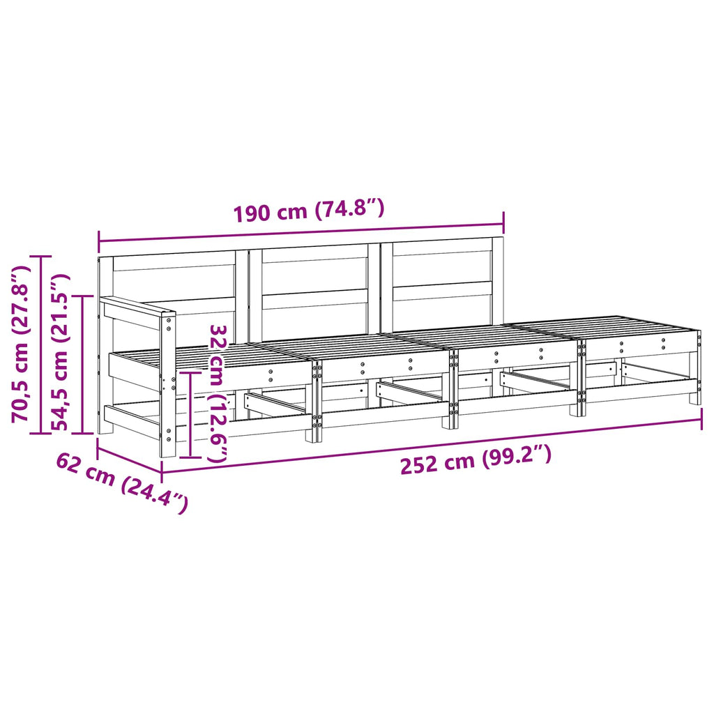 Ενοποιημένες καναπέδες Κερωμένο Καφέ 252 x 62 x 70,5 εκ