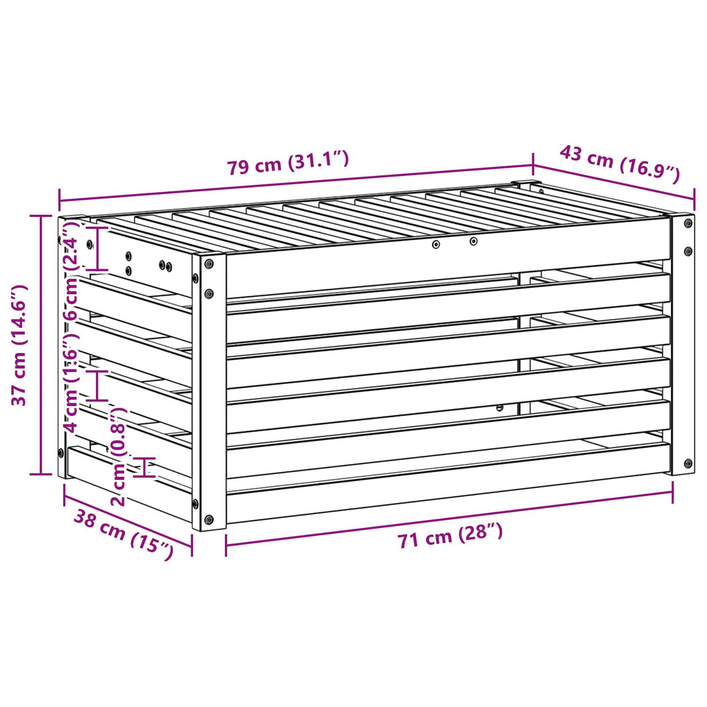 Παγκάκι Εξωτερικού Χώρου Στερεό Ξύλο Ακακίας Λευκό – εικόνα προϊόντος 7