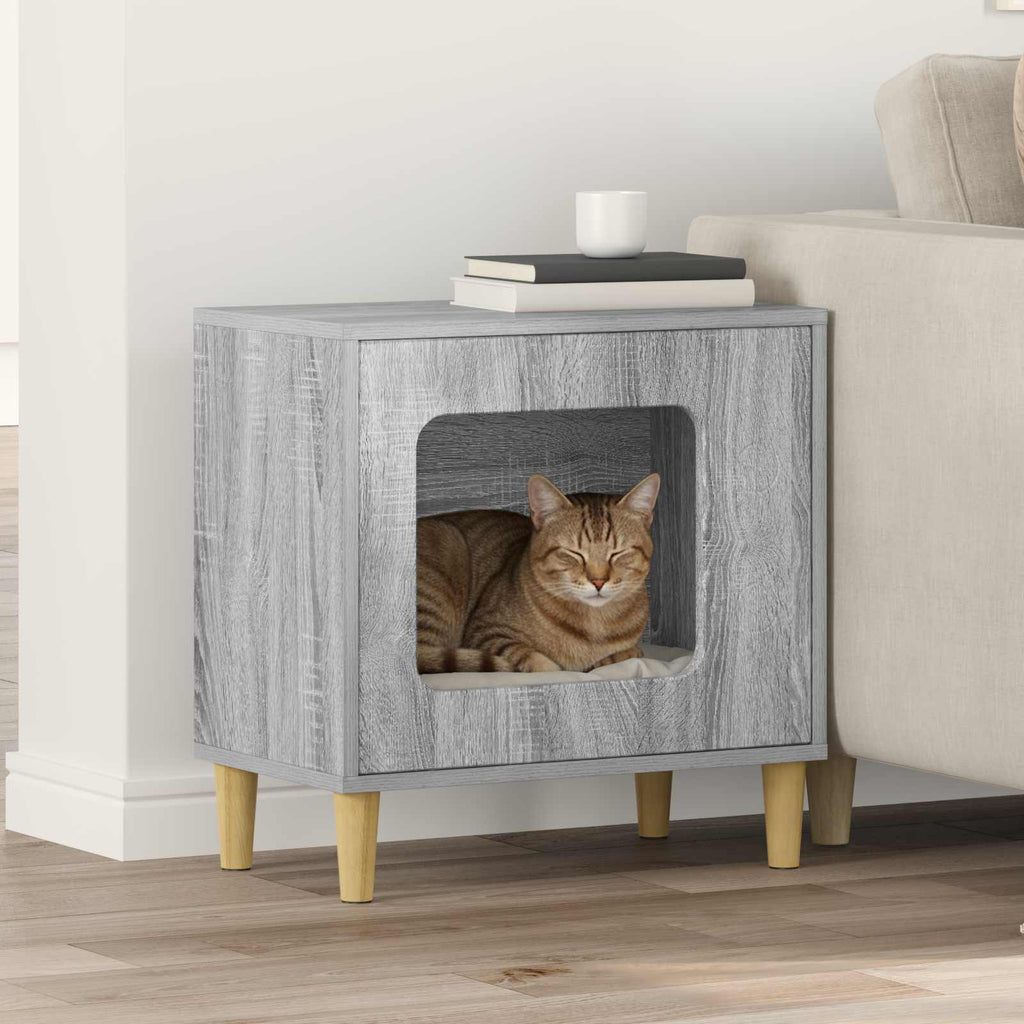 Σπίτι Γάτας Γκρι Sonoma 51 x 30 x 52 εκ. Επεξεργασμένο Ξύλο