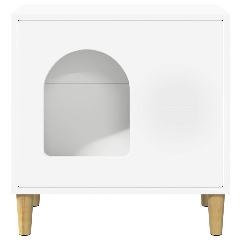 Σπίτι Γάτας Λευκό 51 x 30 x 52 εκ. Επεξεργασμένο Ξύλο