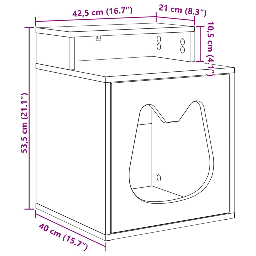 Σπίτι Γάτας Σκυρόδεμα 42,5 x 40 x 53,5 εκ Επεξεργασμένο Ξύλο